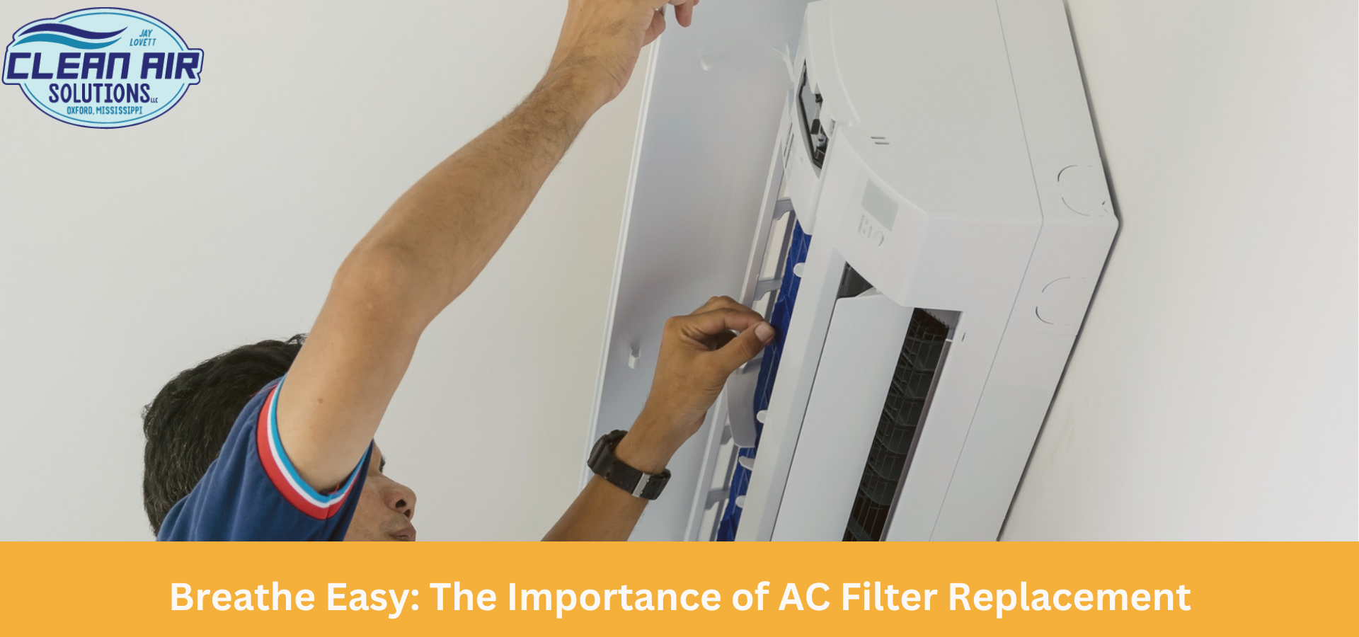 Clean Air Solutions performing AC filter replacement for optimal HVAC performance.