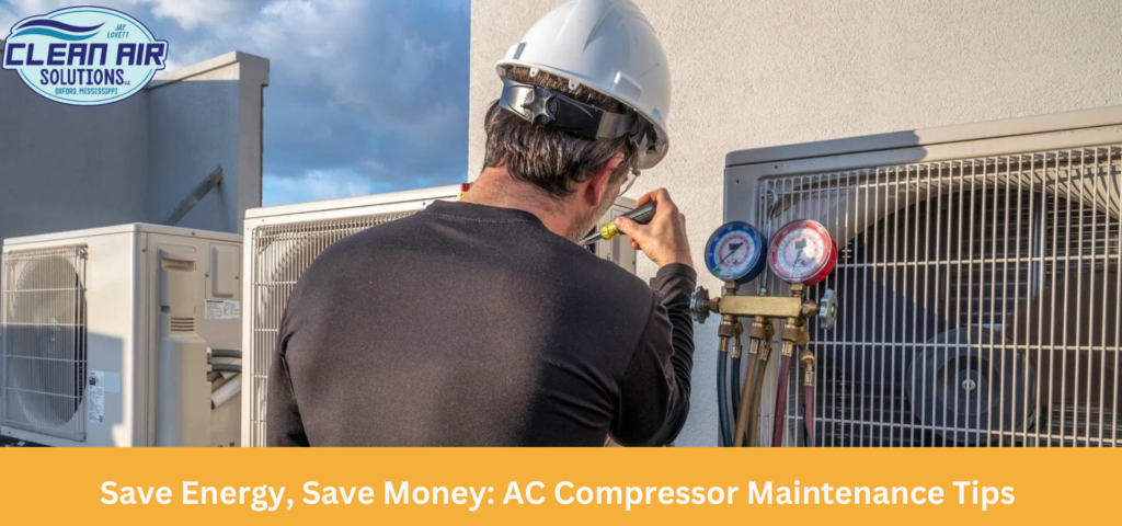 AC compressor inspection by Clean Air Solutions in Oxford, ensuring optimal performance.